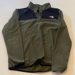 The North Face Olive Green and Black Fleece quarter snap
Size small